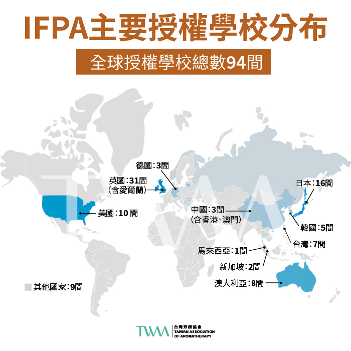 IFPA全球授權學校分布 TWAA